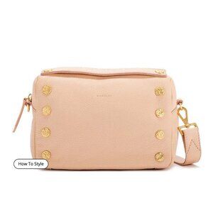 NWT Hammitt Evan Gold Studded Pebbled Leather Crossbody Bag - Champagne Pink